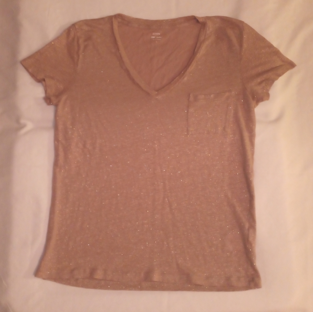 Women's J Crew Gold Glitter Blouse With Pocket